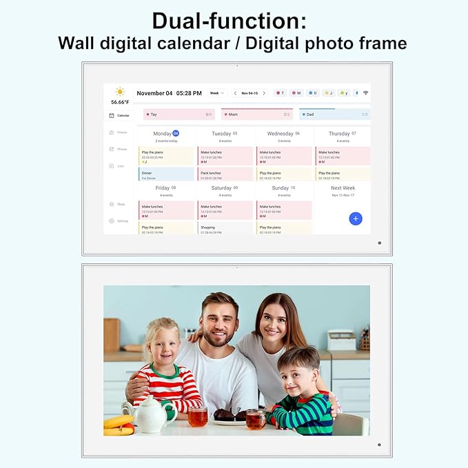 15.6 inch Digital Calendar Touchscreen, Wall Planner, IPS FHD,Smart Family Schedules, Chore Chart, Wall Organizer for Multi-Child Homes - Built-in Digital Picture Frames Function-DeskLoop Office
