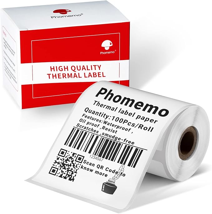 Phomemo 2.36" x 3.14" Multipurpose Labels, Premium Adhesive Mailing Address Label Compatible with M220 M200 Thermal Printer for Logo Design, QR Code, Name Tag, Inventory, 100Pcs-DeskLoop Office