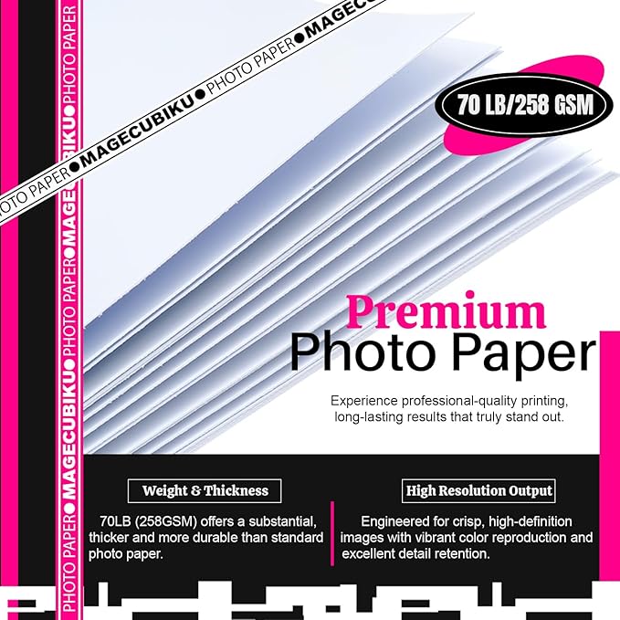 Glossy Photo Paper 8.5 x 11 Inches,200 Sheets 70 lb/258 gsm Premium Heavyweight Photographic Paper for Inkjet Printer Instant Dry Professional Postcard Picture Use Dye Ink-DeskLoop Office