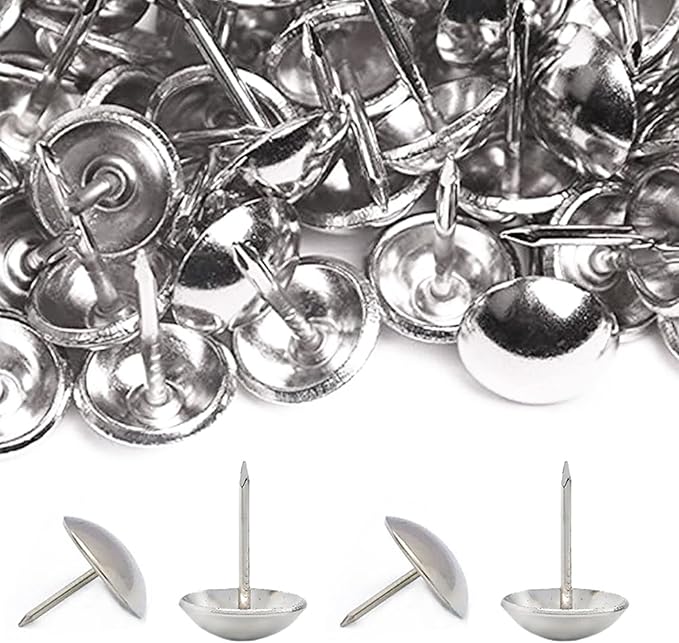 500Pcs Upholstery Tacks, BetterJonny Decorative Furniture Nails Pins Sliver Metal Thumb Tacks for Upholstered Furniture Cork Board, Home Decor(17X11MM)-DeskLoop Office