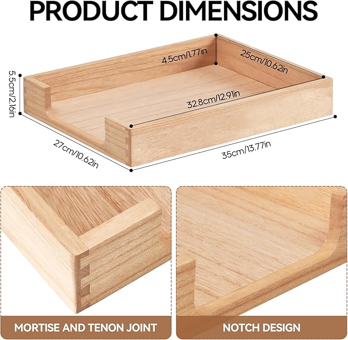Kirigen Wood Letter-Size Tray Single-Tier (TP-NA)- Wooden Tones Collection Front-Load Documents Tray for Office Desktop Organizer - Desk Magazine, File, Folder, Paper Holder Natural-DeskLoop Office