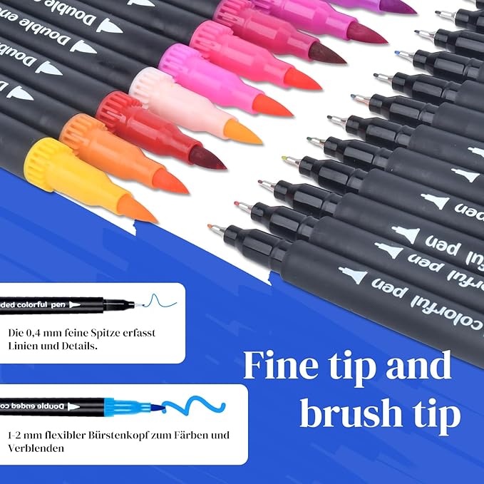 120 Colored Art Brush Markers Pens for Adult, Fine Point Art Marker, Double Tip Colored Pen, Coloring Book Markers for Adult, Hand Lettering, Drawing-DeskLoop Office