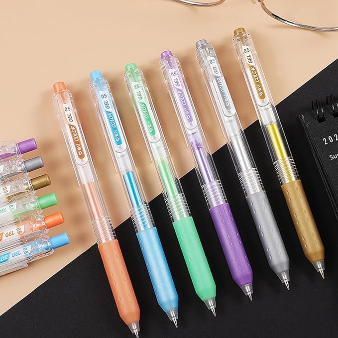 Metallic Colors Journal Planner Pens Colorful 0.5mm Markers Fine Tip Drawing Pen Porous Fineliner Pen for Bullet Journaling Writing Note Taking Coloring Art Office School Supplies (6 metallic colors)-DeskLoop Office