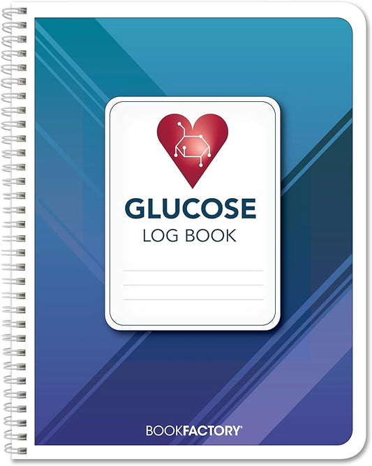 BookFactory Glucose Log Book/Glucose Monitoring Logbook/Personal Medical Tracking Notebook - 104 Pages, 8.5” x 11”, Wire-O (LOG-104-7CW-PP(Glucose-Log))-DeskLoop Office