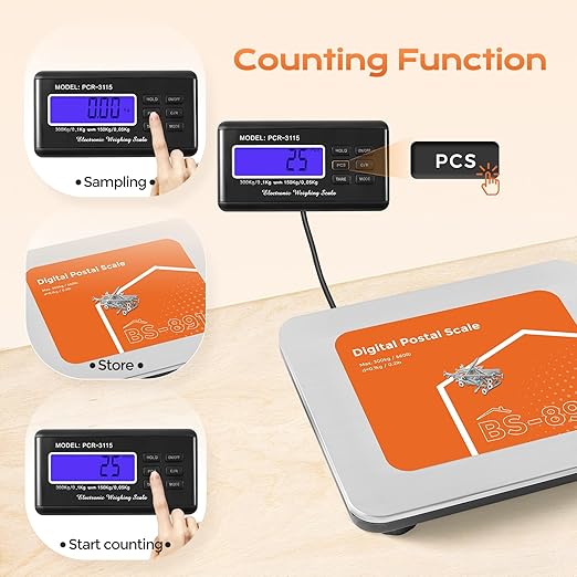Bonvoisin Postal Scale Digital 300kg/ 660lb Parcel Shipping Scale kg/oz/lb Switchable, Heavy Duty Package Scale for Weighing Boxes/Luggage with Stainless Steel Platform 4 AA Batteries & Power Adapter-DeskLoop Office