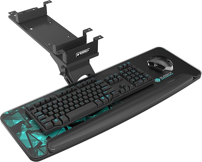 EUREKA ERGONOMIC Height Adjustable Mouse & Keyboard Tray Under Desk, 28x10'' Large Slide Out Swivel Tilt Computer Keyboard Drawer with Mouse Pad for Gaming Home Office Desk, Dual Mount-DeskLoop Office