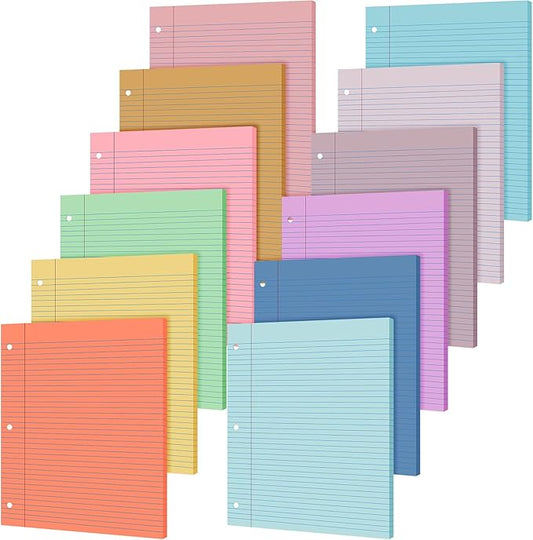 PerKoop 600 Sheets Colored Loose Leaf Paper 8.5" x 11" college ruled Lined 3 Hole Punched notebook Filler Paper for 3 Ring Binders Office School Supplies (Many Color)-DeskLoop Office