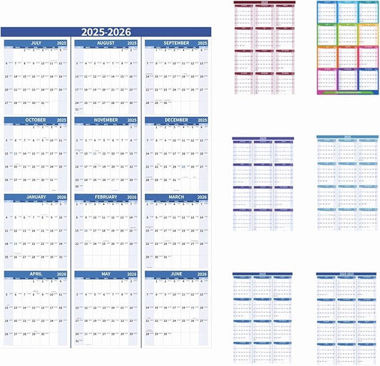 2025-2026 Wall Calendar 34.8" x 22.8" Large Vertical Yearly Wall Hanging Calenda with Julian Date from July 2025 to June 2026 Thick Paper Calendar 12 Month Annual Planner for Office Fridge(Blue)-DeskLoop Office