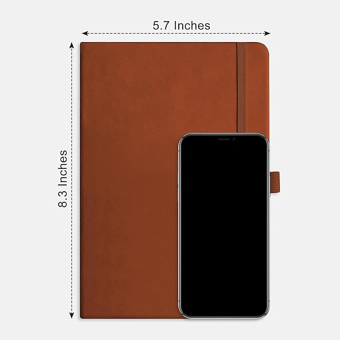 RETTACY Graph Grid Paper Notebook, 192 Pages, A5 Medium Size (5.7'' x 8.3''), 5 Squares per Inch, Leather Hardcover, 100 GSM Thick Paper, for School, Students, Math, Engineering (Brown)-DeskLoop Office