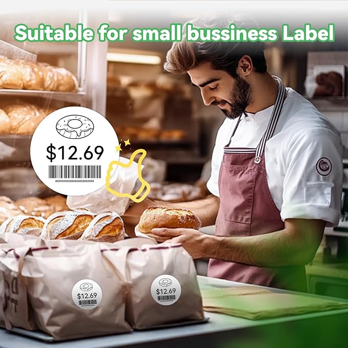 2'' White Round Thermal Labels, 750pcs Circle Thermal Printer Label, Multi-Purpose for DIY Logo Design, Name/Price Tag, Address, QR Code, 750 Labels/Roll-DeskLoop Office