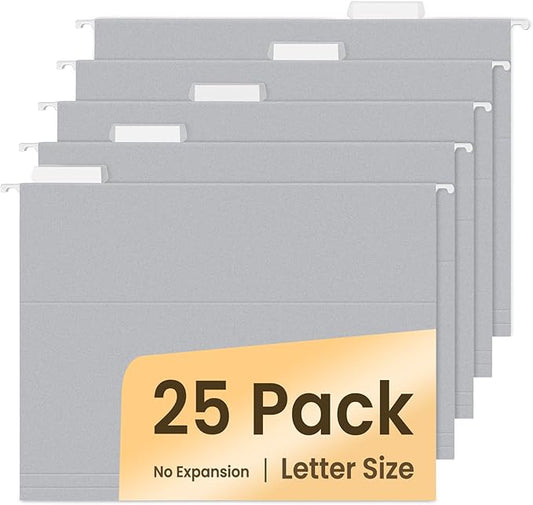 SUNEE 25 Pack Hanging File Folders, Gray Folders, Hanging File Folders Letter Size with 1/5-cut Tabs, Stay Organized for Your Home and Office Bulk File and Documents-DeskLoop Office