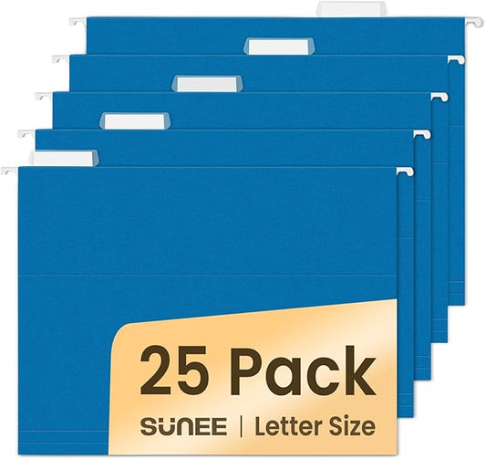 SUNEE 25 Pack Hanging File Folders, Blue Folders, Hanging File Folders Letter Size with 1/5-cut Tabs, Stay Organized for Your Home and Office Bulk File and Documents-DeskLoop Office