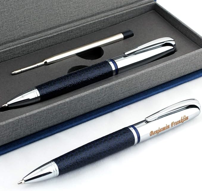 Free Engraving - Personalized Roller Ballpen, Ballpoint pen, Ball pen, Refillable Pens, Retractable Medium Refill Pen Black Ink, Custom Gifts for Men, Women, Classy Gift Box-DeskLoop Office