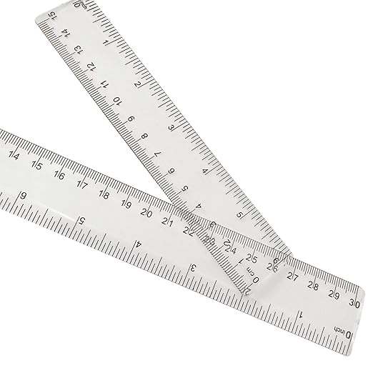 2 Pack Plastic Ruler Straight Ruler Clear See Through Measuring Acrylic Tool for Student School Office with Centimeters and Inches(6 Inch+12 Inch)-DeskLoop Office