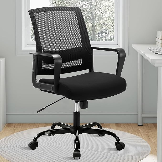 CLATINA Ergonomic Rolling Mesh Desk Chair with Executive Lumbar Support and Adjustable Swivel Design for Home Office Computer Black 4 Pack-DeskLoop Office