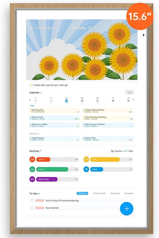 ApoloSign Digital Calendar: 15.6" Wall Planner Electronic Calendar, Smart Touchscreen Interactive Display for Chore Chart, Family Schedules, Supports All Apps via Google Play (Teak, 15.6-inch)-DeskLoop Office
