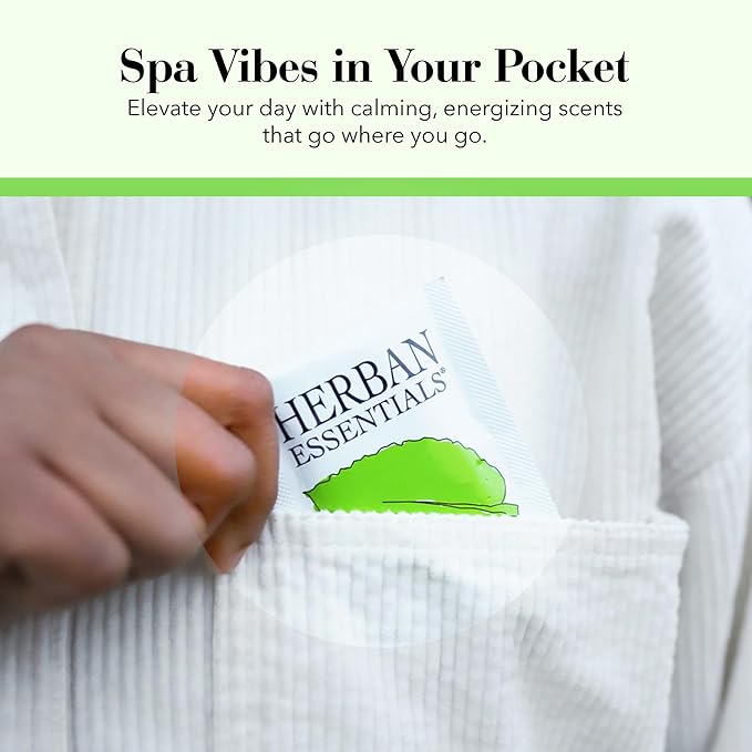 Herban Essentials - Peppermint Wipes & Towelettes - Essential Oil Wipes for Hands & Body - Travel Size Essentials and Toiletries - Natural, Individually Wrapped, Disposable & Moist Refresh (20 count)-DeskLoop Office