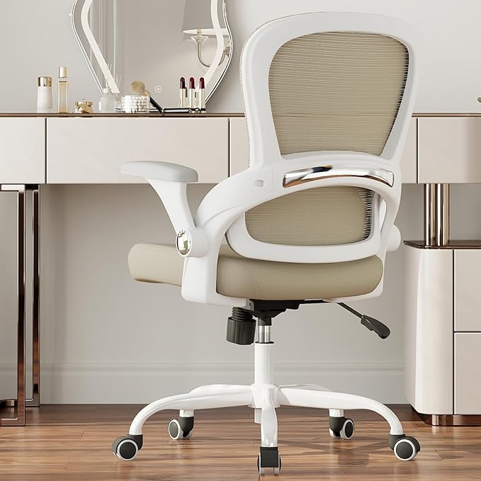 TRALT Office Chair - Ergonomic Office Chair with Back Support, Home Office Desk Chairs, Comfy Desk Chair, Computer Chair, 330lbs Wide Seat Big and Tall Office Chairs for Office Workers (Beige)-DeskLoop Office