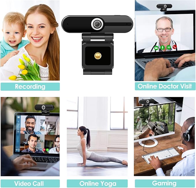 UHD 4K Webcam with Microphone: 8MP USB Computer Web Camera with Privacy Shutter and Tripod, External Webcam Pro Streaming Webcams PC Cam w/Mic Noise Reduction for Winsdows Mac OS Desktop Laptop-DeskLoop Office