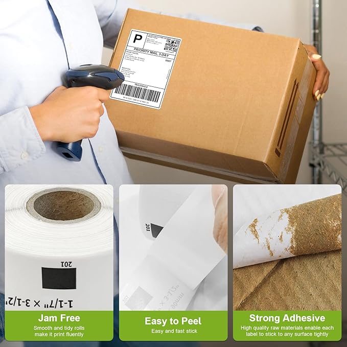 Compatible Standard Address Labels Replacement for Brother DK-1201 (1.1" X 3.5ā), Use with Brother QL Label Printers (12 Rolls + 1 Reusable Cartridge, 400 Labels/Roll)