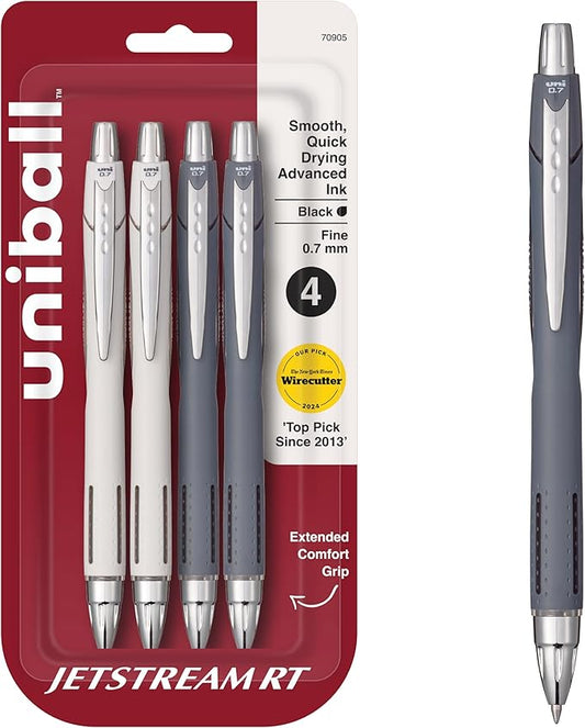 uni-ball Jetstream RT Pens - NY Times Wirecutter Best Pen for Over a Decade - Pack of 4 Black Fine Point Pens, 0.7mm - Back to School-DeskLoop Office
