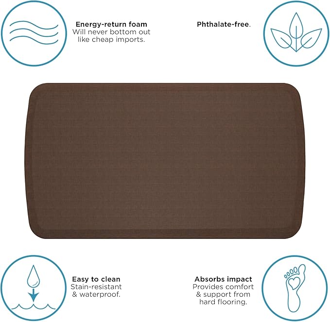 GelPro Linen Truffle Elite Premier Gel & Foam Anti-Fatigue Kitchen Floor Comfort Mat, 20" x 36"-DeskLoop Office