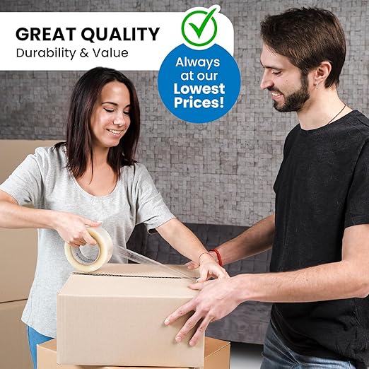 6 Rolls | 2.4 mil Clear | 65 Yards Each (390 Yards Total) | 2" Premium Packing Tape Heavy Duty Packaging Tape for Shipping Moving Stronger Thicker-DeskLoop Office