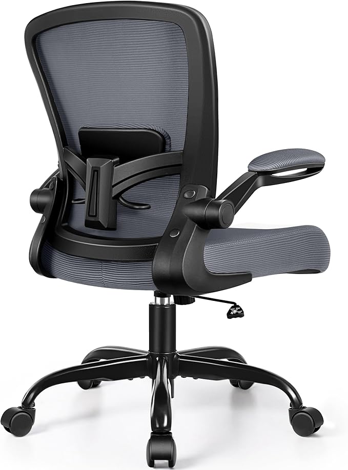 FelixKing Office Chair, Ergonomic Desk Chair Breathable Mesh Chairs with Adjustable High Back Lumbar Support Flip-up Armrests, Executive Swivel Comfy Task Computer Chairs for Home Office Dark Gray-DeskLoop Office
