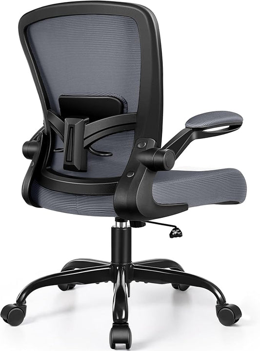 FelixKing Office Chair, Ergonomic Desk Chair Breathable Mesh Chairs with Adjustable High Back Lumbar Support Flip-up Armrests, Executive Swivel Comfy Task Computer Chairs for Home Office Dark Gray-DeskLoop Office