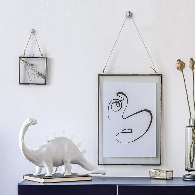 Ferraycle 40 Piece Double Headed Picture Hangers Nails 4 Size Long Thumb Tacks for Wall Hanging Decorative Nails Push Pins Picture Hooks for Drywall Photo Decor, 10/20/ 30/ 50lb(Silver)-DeskLoop Office