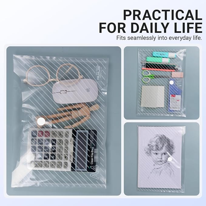 24 Pack, Plastic Envelopes – Transparent Waterproof Reusable File Folders - Image 7