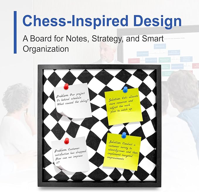 Cork Bulletin Board with Decorative Black and White Linen – 20x20 Inch Square Pin Board for Walls, Girls Vision Board for Organizing Notes, Photos & Reminders, Perfect for Office & Home-DeskLoop Office