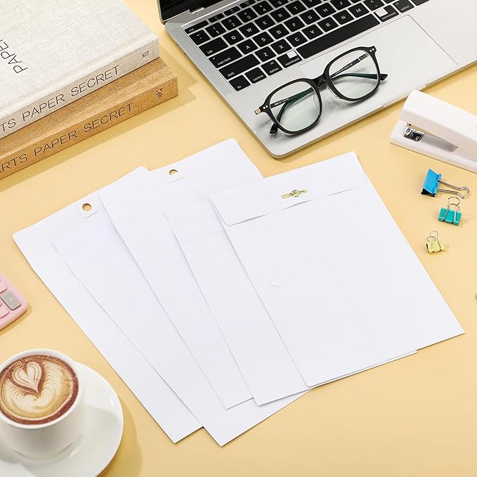 Teling 50 Pcs Manilla Envelopes Clasp Kraft Catalog with Closure for Storing Mailing 28 lb Kraft Envelope Paper for Office Document School Business Home(White,6 * 9)-DeskLoop Office