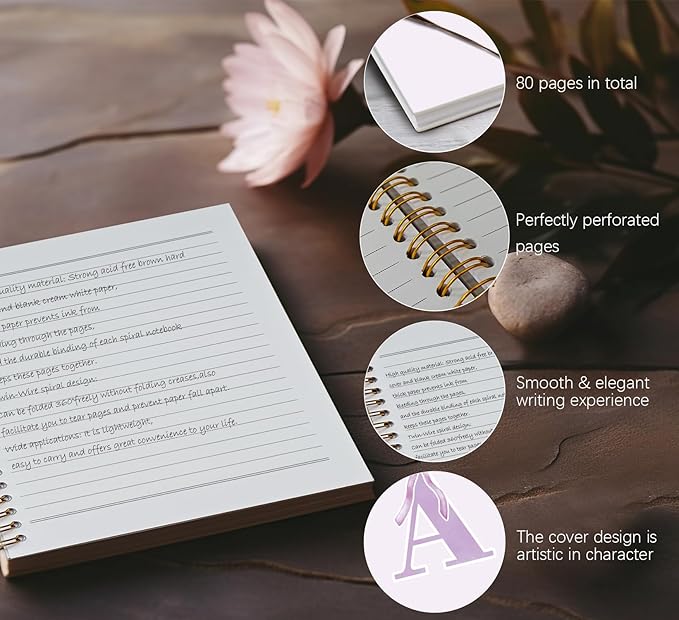 foedor Coquette Trendy Preppy Purple Bow Spiral Notebook,Initial A Journal Personalized Teen Girl Gifts,Monogrammed Gifts for Women Teen Girl,College Ruled Hardcover Spiral Notebook(purple)-DeskLoop Office