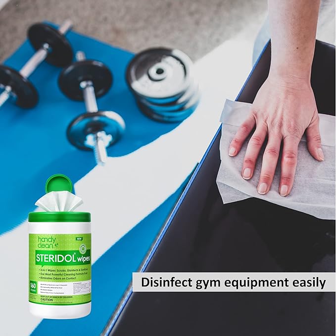 Steridol Wipes Canister, Hard Surface Wipes Multipurpose Cleaning 160 Count Fresh Lemon Scent Industrial Grade For Business Use-DeskLoop Office