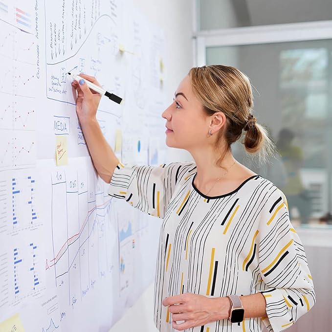 50 Pcs Black Magnetic Dry Erase Markers with Eraser Cap, White Board Mini Dry erase Markers Bulk, Fine Point Tip Student White Board Markers for Teachers Office School Supplies-DeskLoop Office