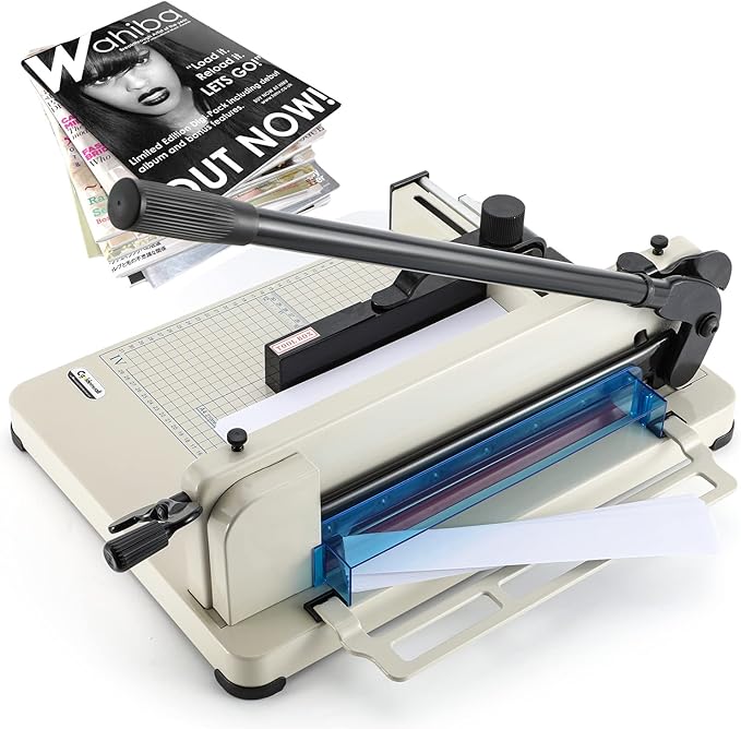 CGOLDENWALL Heavy Duty Paper Cutter A4 12" Paper Guillotine Cutter, Max. 400 Sheets, 0.02mm Cutting Accuracy, Suitable for Offices Production Leather Fabrics-DeskLoop Office