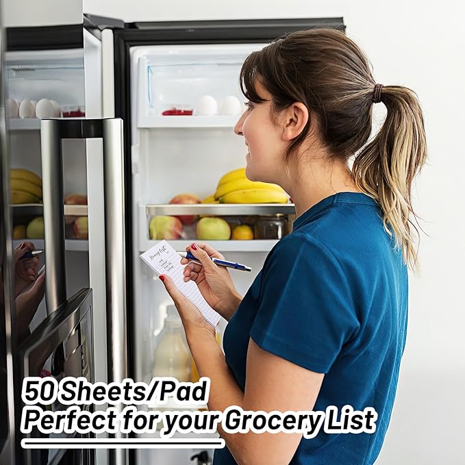 4 Pack Magnetic Note Pad for Fridge with Pen Holder, Totally 200 Sheets Magnetic To Do List, Grocery List, Shopping List, Meals Pads for Refrigerator-DeskLoop Office