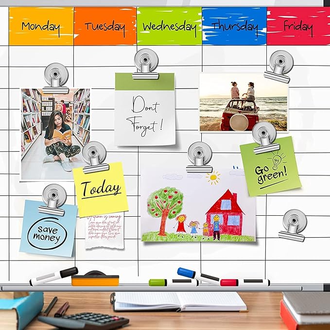 Grtard 24pack Magnetic Clips Heavy Duty, Magnet Clips for Fridge, Refrigerator Magnets, Strong Magnetic Clip,Scratch Free Magnets with Clip for Refrigerator, Whiteboard, Classroom, Locker-DeskLoop Office