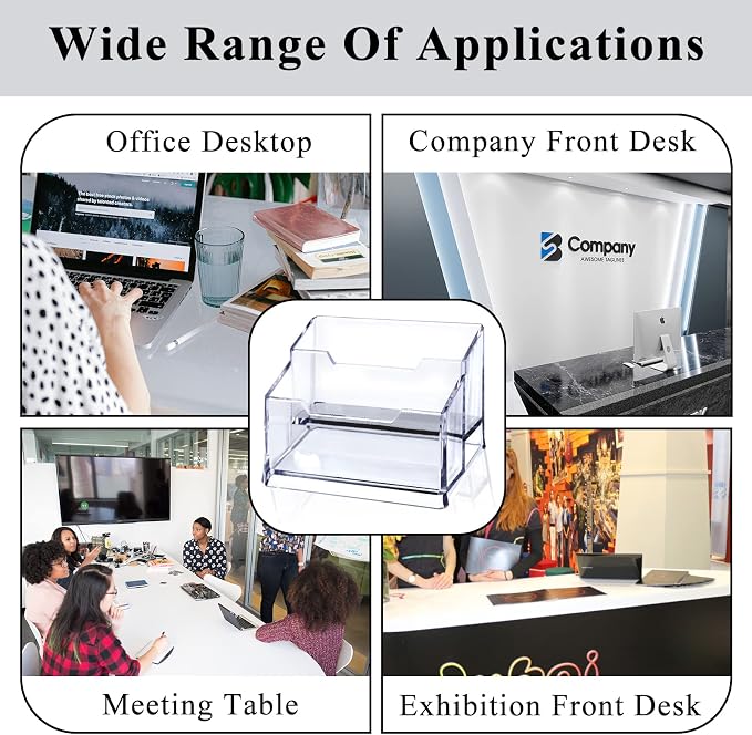 Clear Acrylic Business Card Holder, 2 Tier Premium Acrylic Clear Business Card - Image 6