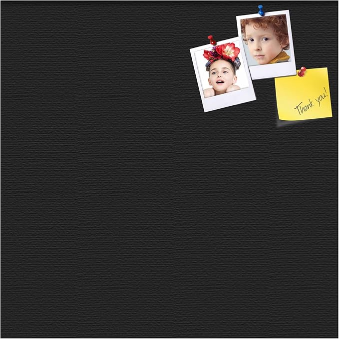 PinPix pin Cork Bulletin Board Made from Canvas, Classic Black Pattern 24 x 24 Inches (Completed Size) and Framed in Satin Black (PinPix-622)-DeskLoop Office