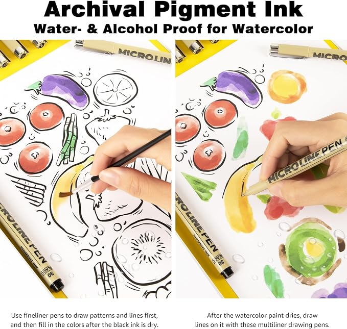 KERIFI Micro-Pen Fineliner Ink Pens, 12 Pack Black Micro Fine Point Drawing Pens Waterproof Archival Ink Multiliner Pens for Artist Illustration, Sketching, Technical Drawing, Zentangle, Scrapbooking-DeskLoop Office