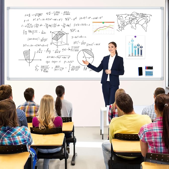 4'x8' WhiteBoard Magnetic Dry Erase White Board for Wall - Belgian Enamel Large WhiteBoard for Business, Education & Government - Durable Aluminum Frame Wall Mounted Whiteboards for Professionals-DeskLoop Office