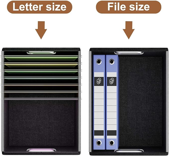 Huolewa Faux Leather File Organizer Box with Lid, Collapsible Hanging File Folder Box Organizer with Plastic Slides, Decorative Home/Office Filing System Boxes for File and Folder Storage-DeskLoop Office