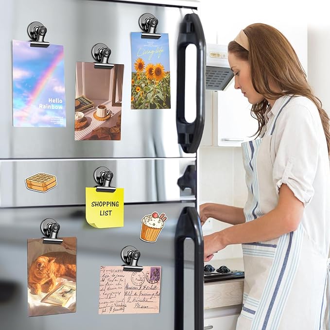 140 Pack Strong Magnetic Clips, Black Fridge Magnets Refrigerator Magnet, Magnet Clips for Photo Displays, Whiteboard Magnets for Home, Office, Classroom-DeskLoop Office