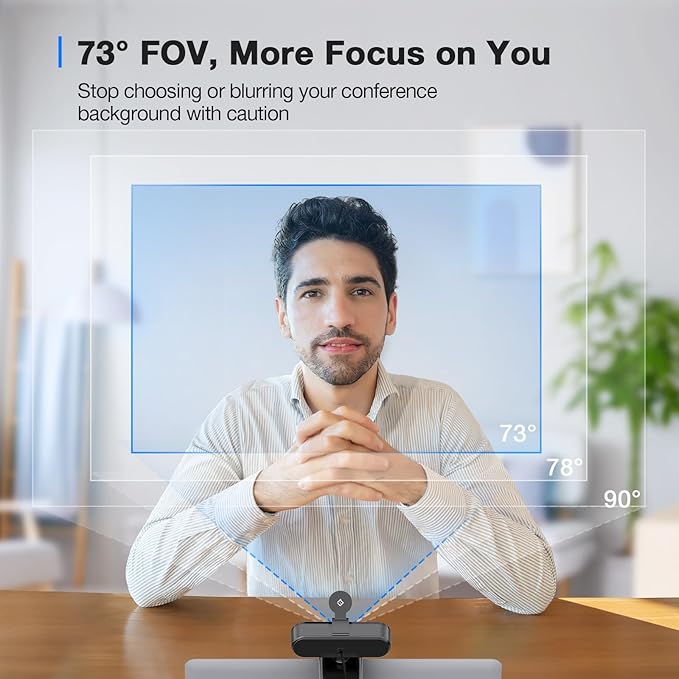 EMEET C960 4K Webcam for PC, 4K UHD Sony Sensor, PDAF Auto Focus, Dual AI Noise-Cancelling Mics, Auto Light Correction, 73° FOV, Plug&Play Webcam w/Privacy Cover, Works w/Zoom/Teams/Skype/Google Meet-DeskLoop Office