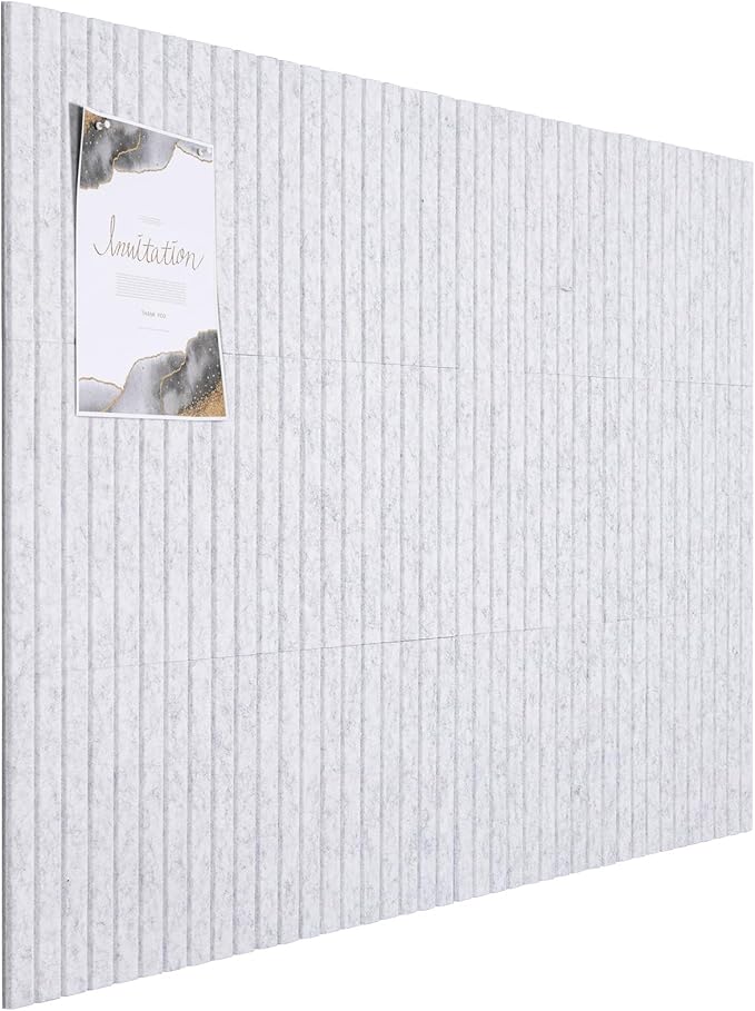 Large Cork Board Alternative, 12 Pack Felt Board with Safe Removable Adhesive Tabs Felt Wall Tiles, Large Cork Boards for Walls, Cork Board for Home Office, Pin Boards for Walls, Stripe Marble White-DeskLoop Office