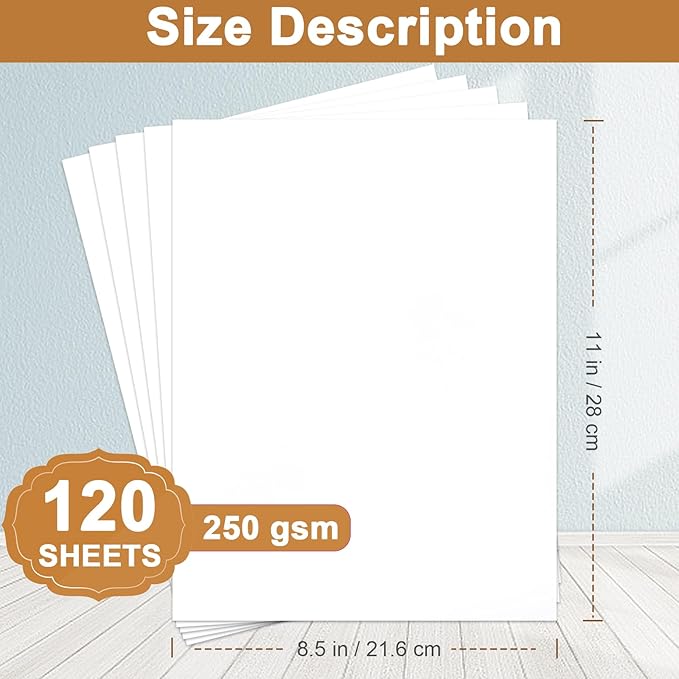 120 Sheets Bright White Cardstock 8.5 x 11 Certificate Paper, 92lb Heavyweight White Card Stock Printer Paper for DIY Cards, Business Cards, Invitations, Menus-DeskLoop Office