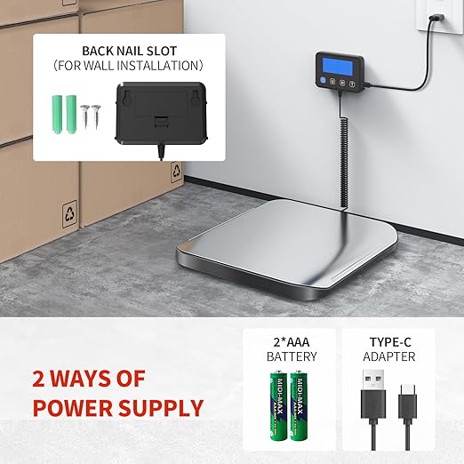 KKZ Shipping Scale, 440 LB Heavy Duty Postal Scale for Packages, Large Mailing Scale for Postage, Industrial, Small Business, Laundry, Warehouse, Stainless Steel-DeskLoop Office
