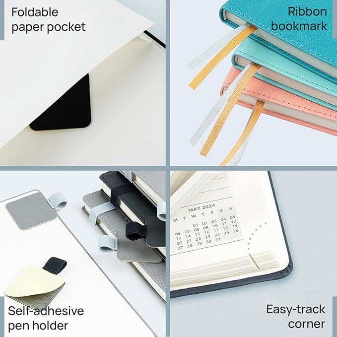 POPRUN 2026 Planner (Large - 8.5'' x 10.5'') - 2026 Weekly Calendar (Jan. 2026 - Dec. 2026) with Hourly Time Slots, Weekly/Monthly Appointment Book for Time Management - Leather Soft Cover - Night Sky Blue-DeskLoop Office